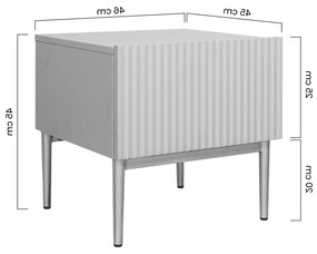 Nicole éjjeliszekrény készlet 46 cm - kasmír / fekete lábak