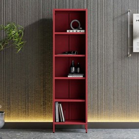 Könyvespolc MARIO, 500 x 1800 x 350 mm, Modern: piros