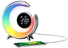 Immax 08985L-LED RGBW állítható asztali lámpa ébresztővel, LED/20W/5V USB, ezüst