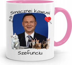 Andrzej Duda Pis Rózsaszín Elnöki Bögre fényképes nyomattal