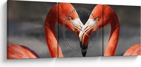 Két szerelmes flamingó képe (órával) (90x30 cm)