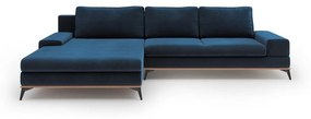 Astre királykék kinyitható sarokkanapé bársony kárpittal, bal oldali - Windsor & Co Sofas