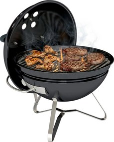 Outsunny hordozható kerek faszenes grill, fedéllel és állvánnyal, sütőrács, állítható szellőzők, erkélyre, piknikre, kempingezéshez, Ø41 x 44 cm, feke