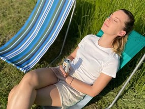 2 db összecsukható tengerparti napozóágy SAND, zöld csíkos