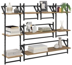vidaXL Fali polc készlet 6 pcs Artisan tölgy 100 x 25 x 30 cm Faanyag