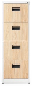 Fém irattartó szekrény, 4 fiókos SARA V4, 460 x 1320 x 620 mm, Eco Design: fehér/ sonoma tölgy