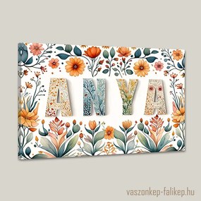 ANYA virágokkal 2 – Színes, prémium vászonkép ajándékba 60x40 cm