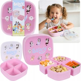 Bluey Rózsaszín uzsonnás doboz 4 Rekeszes, uzsonnás doboz kislánynak