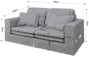 Világosszürke kanapé 196 cm Nora – Ropez