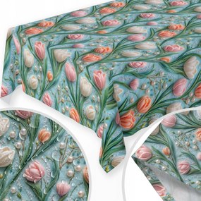 Abrosz Folttaszító 140x220 CM Tavaszi Mintával Asztalra Tavasz Virágok Tulipánok 394