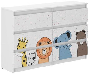 Gyermek komód állatokkal, 77 x 30 x 120 cm