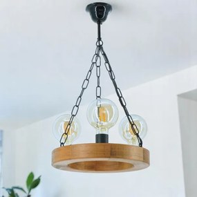 Csillár láncon IOS 3xE27/60W/230V átm. 30 cm bükkfa