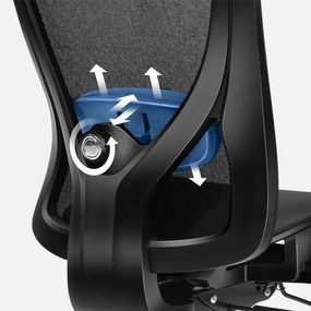 Ergonomikus irodai forgószék, hálós szellőzőanyag, dönthető háttámla, állítható ülésmélység, fekete