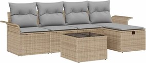 vidaXL Kerti Kanapé Szett 6 pcs Beige és Világosszürke polirattan