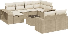 vidaXL 11 részes bézs polyrattan kerti ülőgarnitúra párnákkal