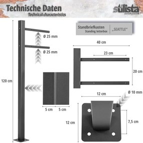 STILISTA Álló postaláda Seattle egy lábon antracit