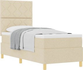 vidaXL Boxrugós ágy matracmal fejtámlával Krém 80 x 200 cm szövet