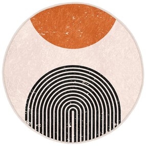 Narancssárga-krémszínű mosható-robotporszívóval tisztítható kerek szőnyeg ø 80 cm Comfort – Mila Home