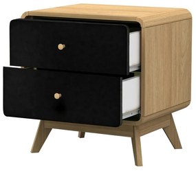 Fekete-natúr színű éjjeliszekrény tölgyfa dekorral Cassie - Støraa