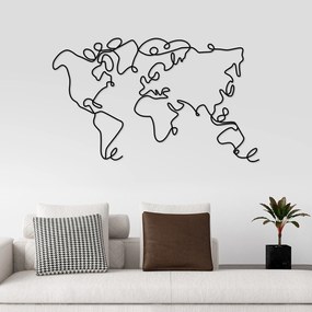 Fém fali dekoráció, World Map