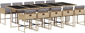 vidaXL 11részes vegyes bézs polyrattan kerti étkezőgarnitúra párnákkal