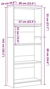 Fekete tölgy könyvespolc - 60 x 24 x 143 cm - Mérnök Fából