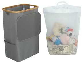 Szennyeskosár 100L szürke 44x33x67 cm