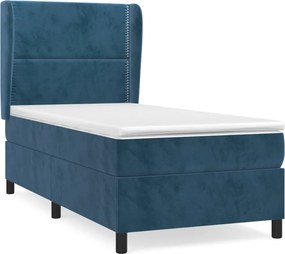 vidaXL sötétkék bársony rugós ágy matraccal 80 x 200 cm