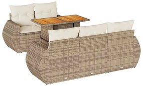 vidaXL 6 részes bézs polyrattan kerti ülőgarnitúra párnával