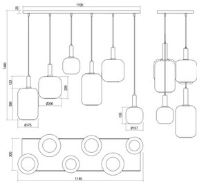 Redo 01-3215 - Csillár zsinóron BRINA 6xE27/23W/230V
