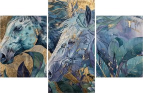 Kép - Lovak arany háttérrel (90x60 cm)