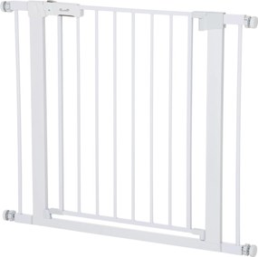 PawHut Ajtóvédő Rács, Lépcső Rács, Pet Gate Fúrás Nélkül, 76-97 cm Állítható Akadály, Automatikusan Záródó Gyerekbiztos Ajtó, Gyermekek és Háziállatok