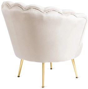 Elegáns Fotel Lábtartóval Krészínű Bársony Kárpittal. GRAND