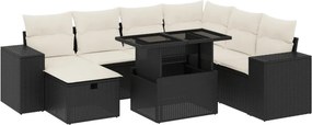 vidaXL 8 részes fekete polyrattan kerti ülőgarnitúra párnákkal