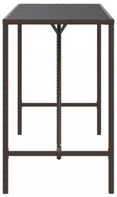barna polyrattan üveglapos bárasztal 180 x 70 x 110 cm