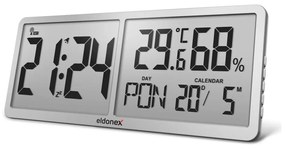 ELDONEX ECL-1110-SL - TimeCheck digitális falióra 4xAA, ezüst