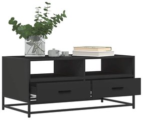 Fekete szerelt fa és fém dohányzóasztal 100 x 50 x 45 cm