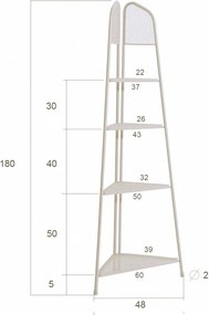 MWH világosbézs fém balkon sarokpolc - magasság 180 cm - Garden Pleasure