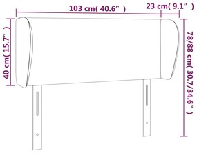 sötétkék bársony fejtámla 103x23x78/88 cm