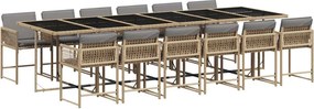 vidaXL 13részes vegyes bézs polyrattan kerti étkezőgarnitúra párnákkal