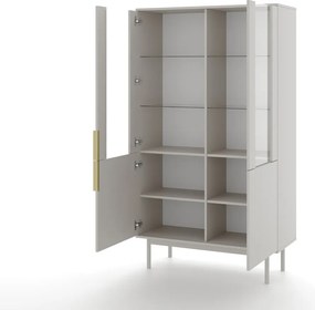 Vitrin szekrény 4 ajtós kasmír színben arany fogantyúkkal – VIVA VI05