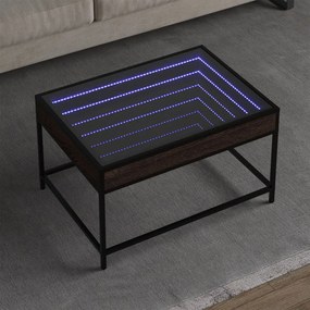 Barna tölgy végtelen hatású LED-es dohányzóasztal 70x50x41 cm