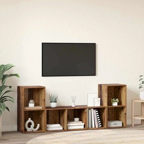 TV szekrény 3 pcs Barna 107 x 35 x 37 cm Faanyag