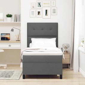 Box Spring Ágy Matraccal Sötét Szürke 90x200 cm Szövet