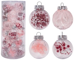 Tutumi, karácsonyi függőgolyók 24 db SYSD1688-088, rózsaszín, CHR-05007