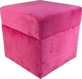 Négyzet alakú nyitható puff velvet minky fukszia szín