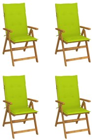 vidaXL 4 db dönthető tömör akácfa kerti szék párnával