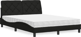 vidaXL fekete szövet ágy matraccal 140x190 cm