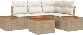vidaXL Kerti Kanapé Szett párnával 5 pcs Bézs Poli rattan