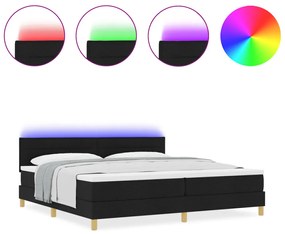 Félvásárlós ágy matraccal és LED fekete, 200x200 cm szövet